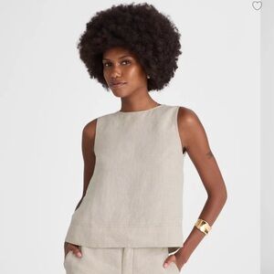 Madewell Linen Pleated Shell Top Size XXS Oat